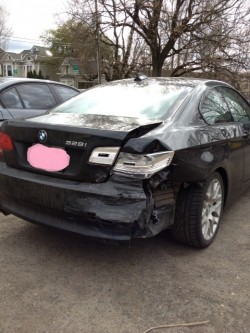 Rear end damage to BMW